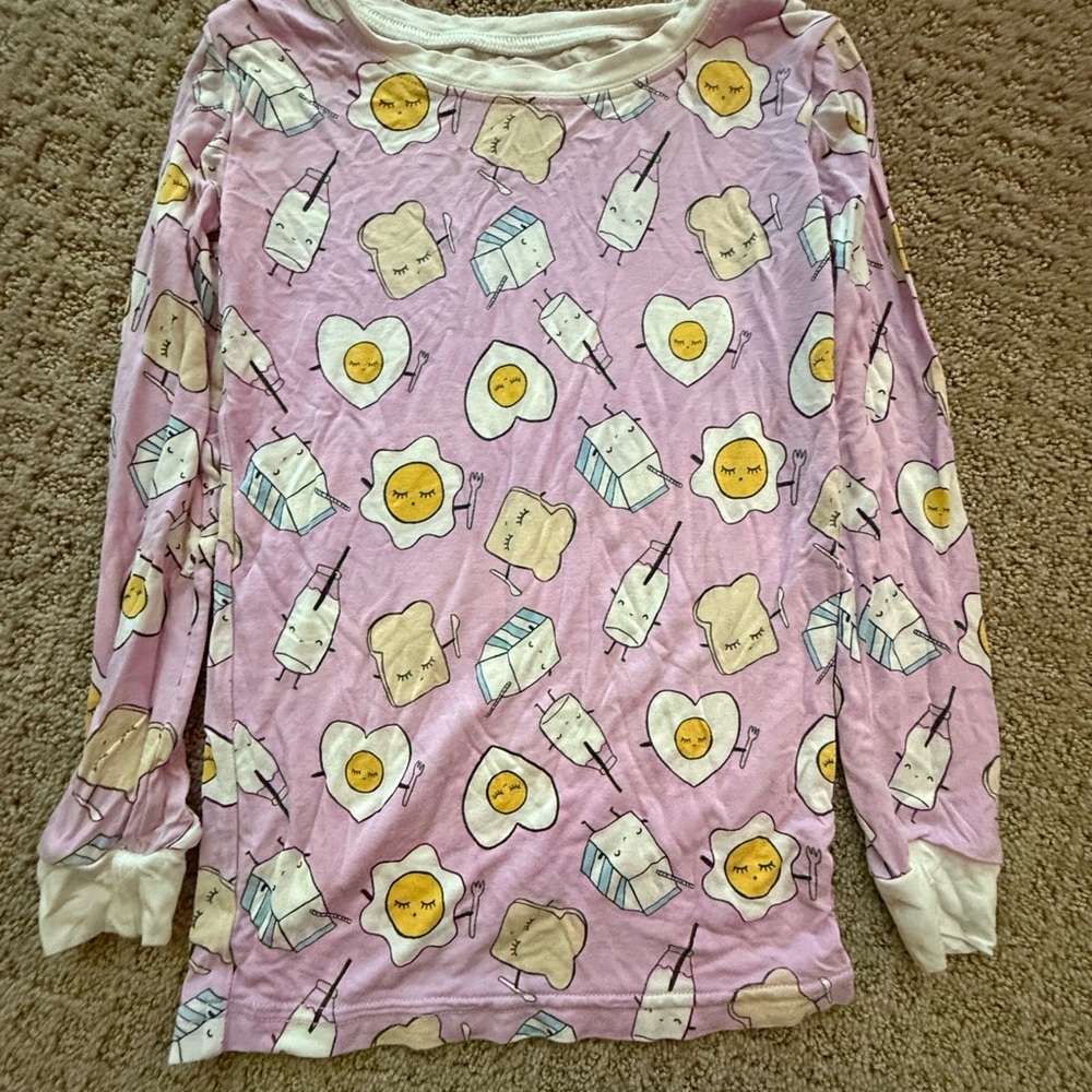 Little Sleepies Purple Pajama Top with Breakfast Print